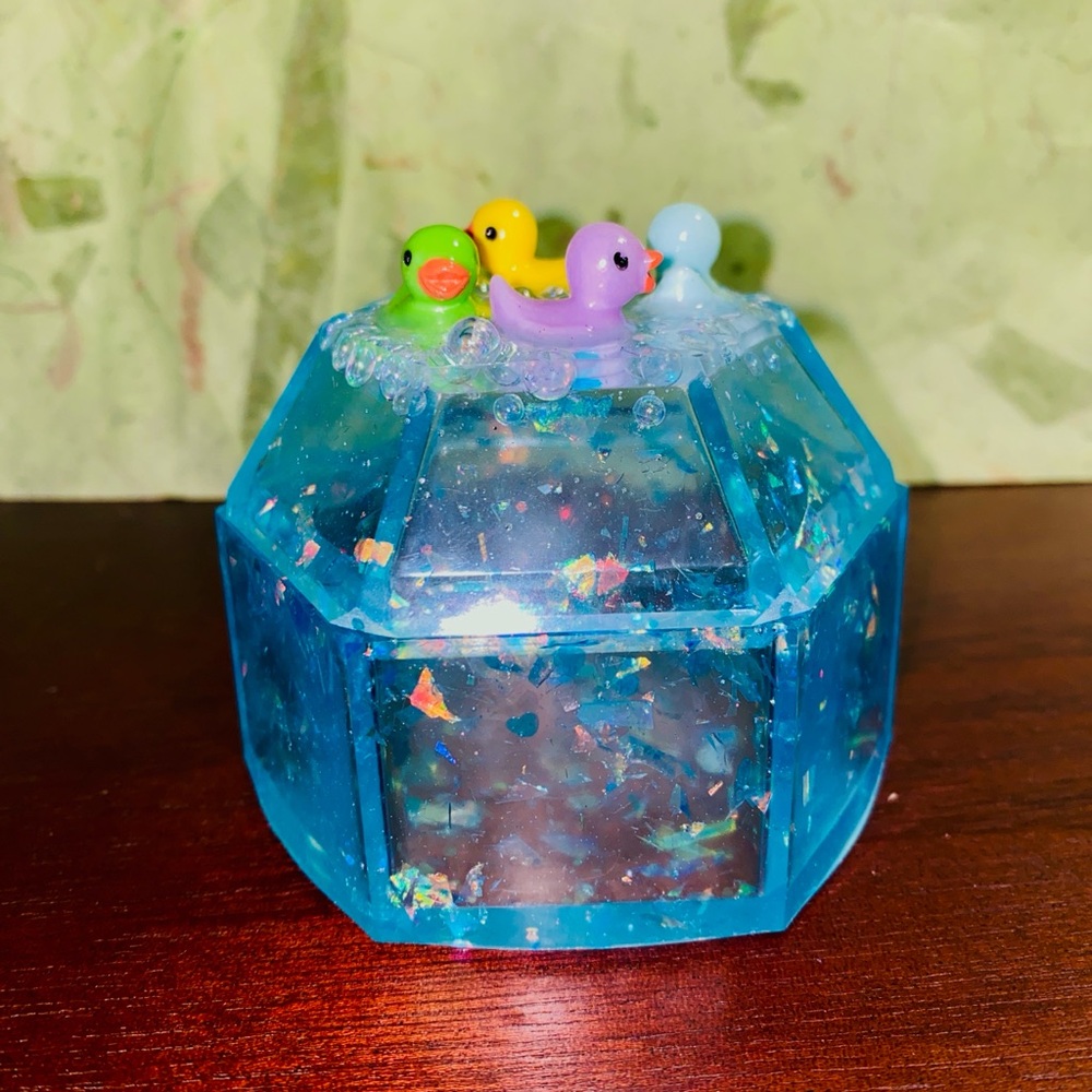 Blue Resin Duck Trinket Box